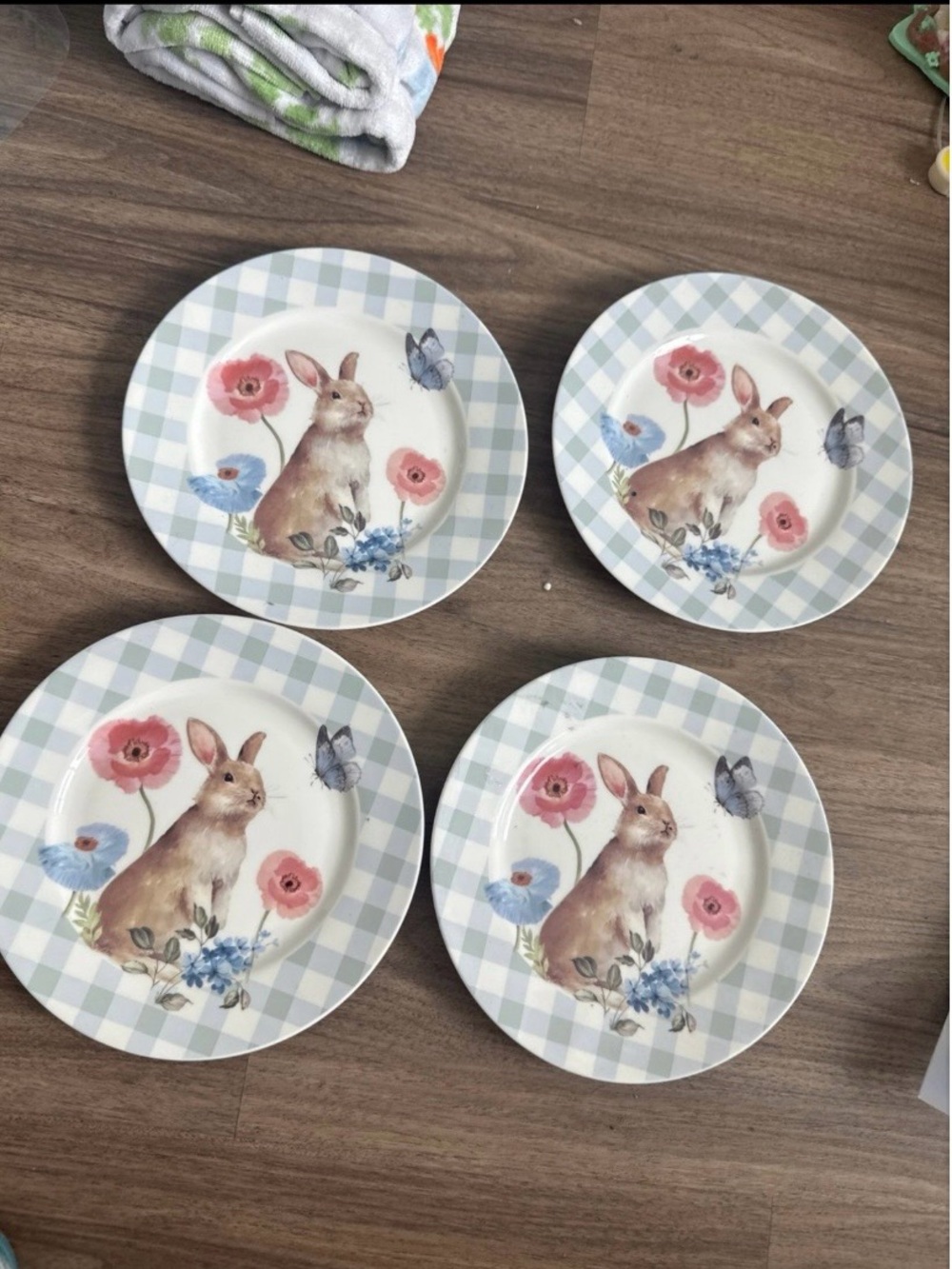 Spring Bunny Ceramic Salad Plates - Set of 4 new
